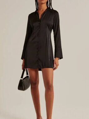 Abercrombie Long-Sleeve Satin Shirt Dress